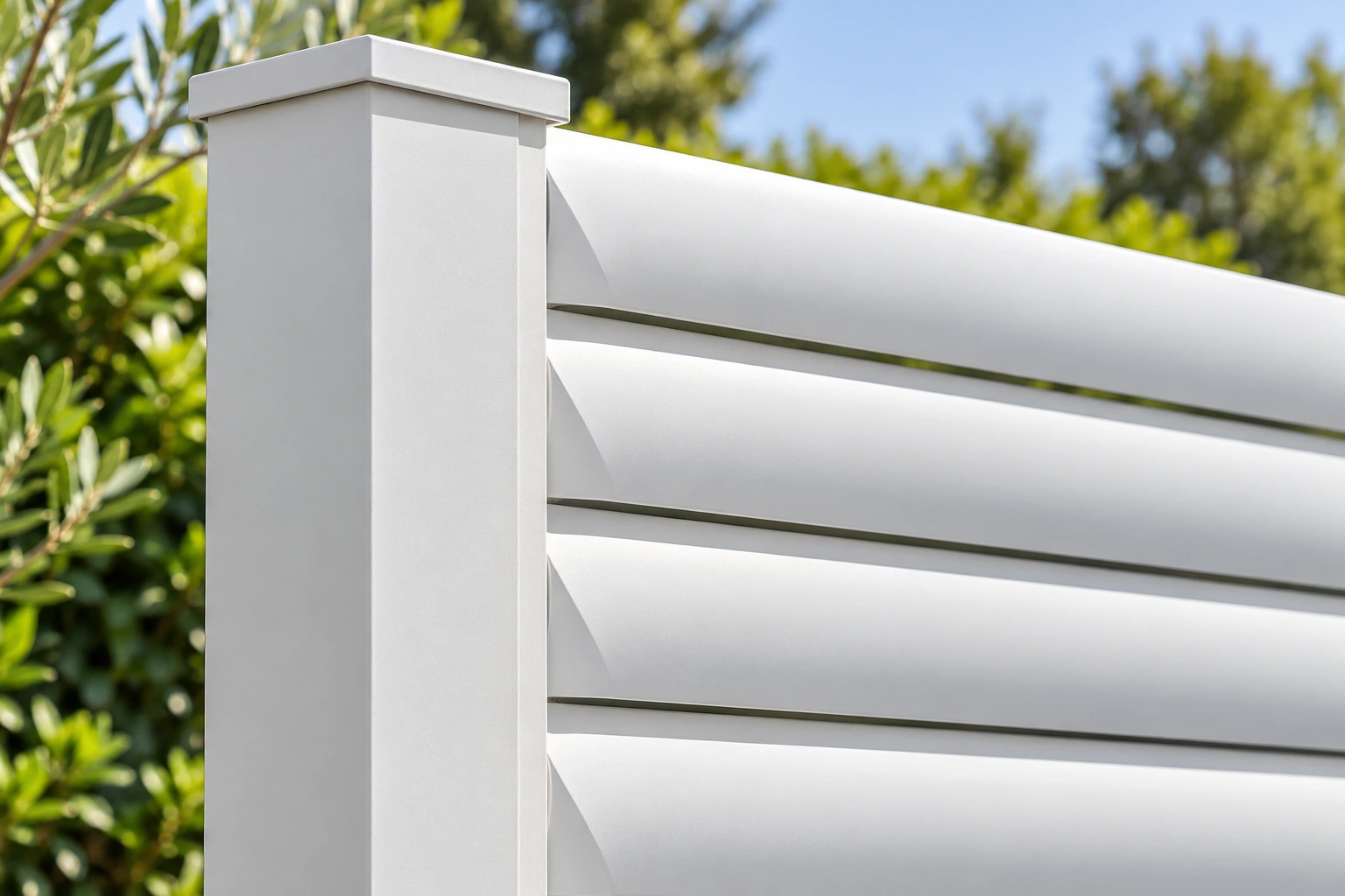 White louvre blades and framed panel