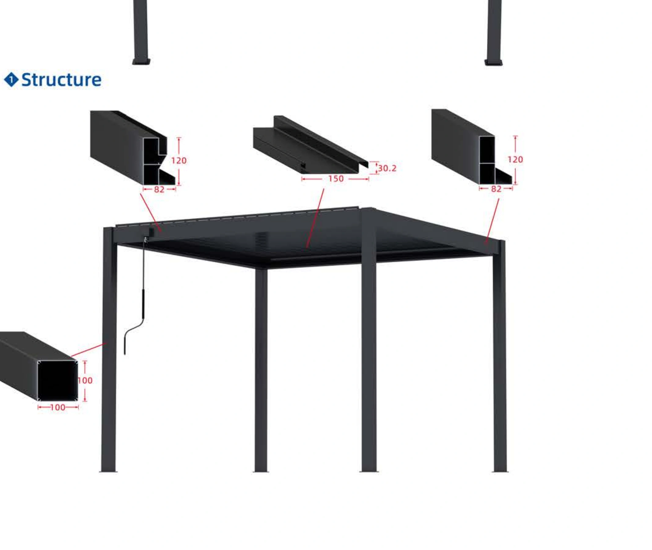 Model-specific frame and louvre structure
