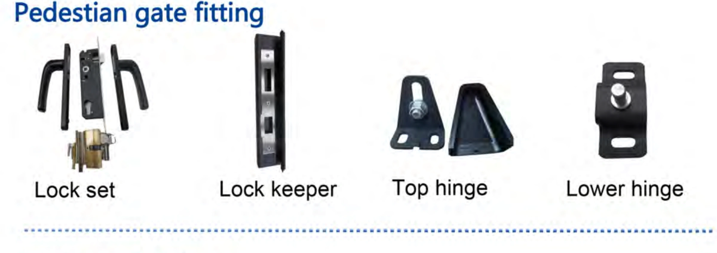 Pedestrian gate fittings